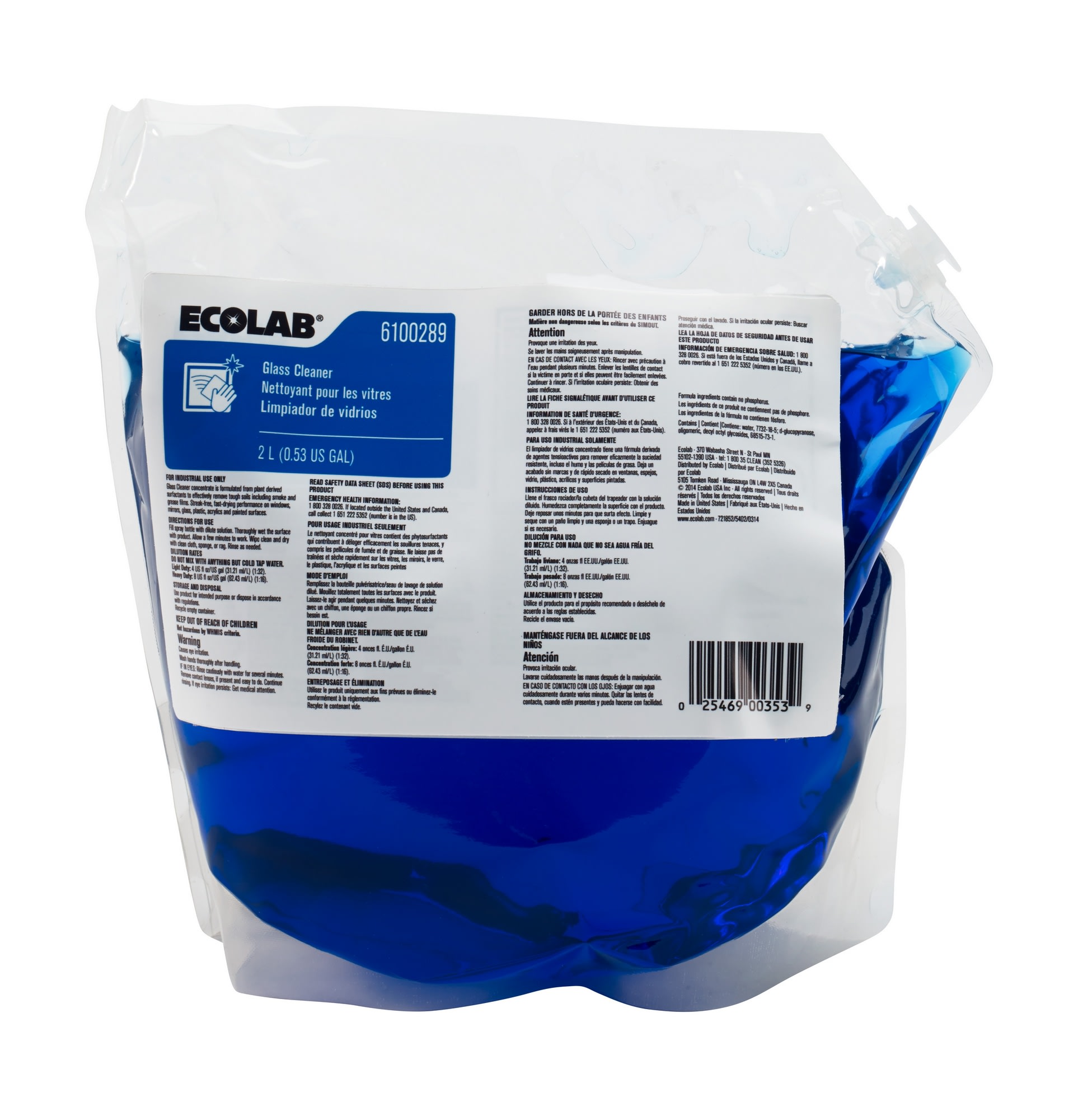 GuestSupply US | Ecolab® Glass Cleaner, 2 Liter, #06100289